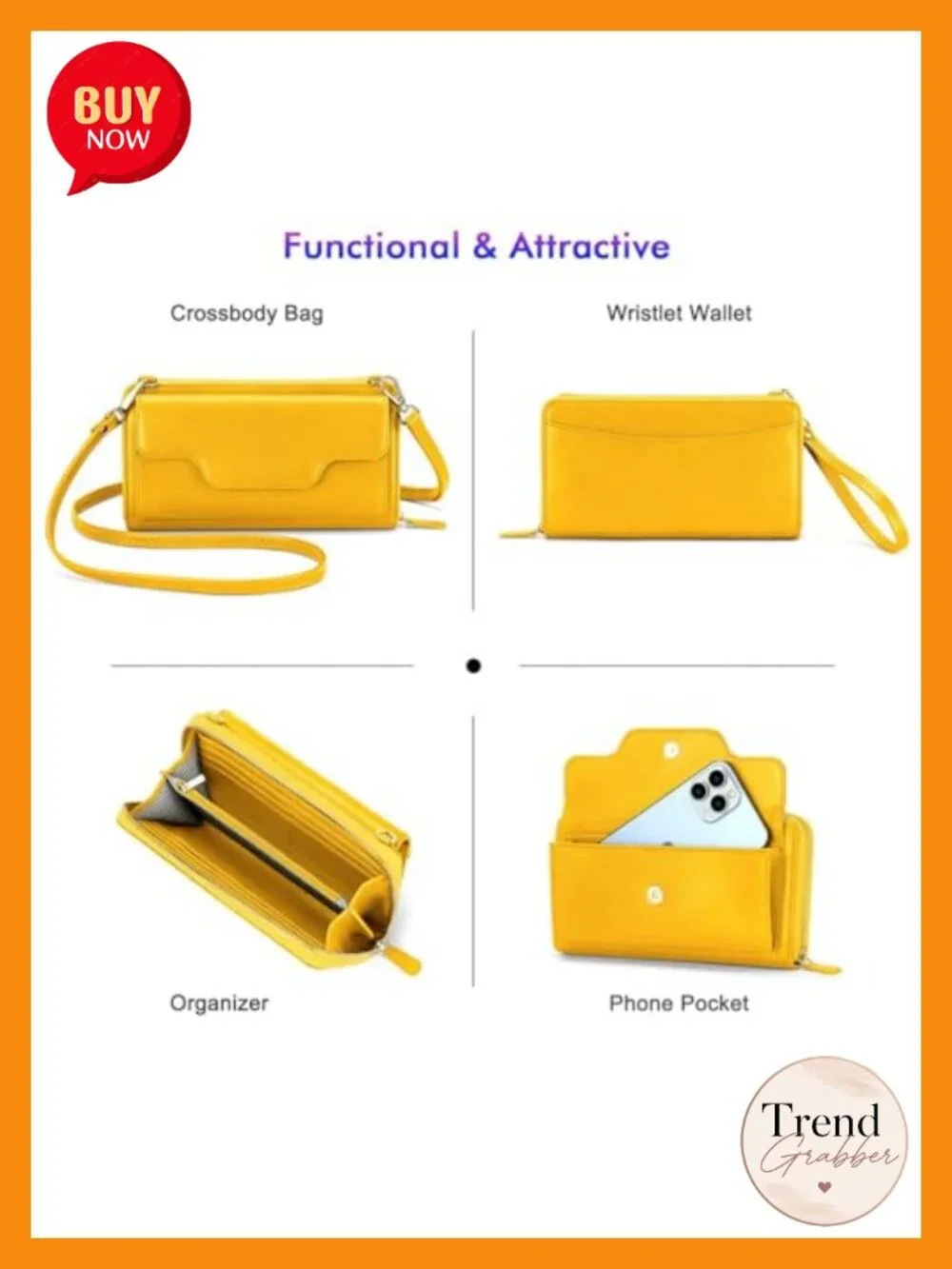 RFID Blocking Wristlet Wallet Crossbody Clutch with Phone Pocket Faux Leather